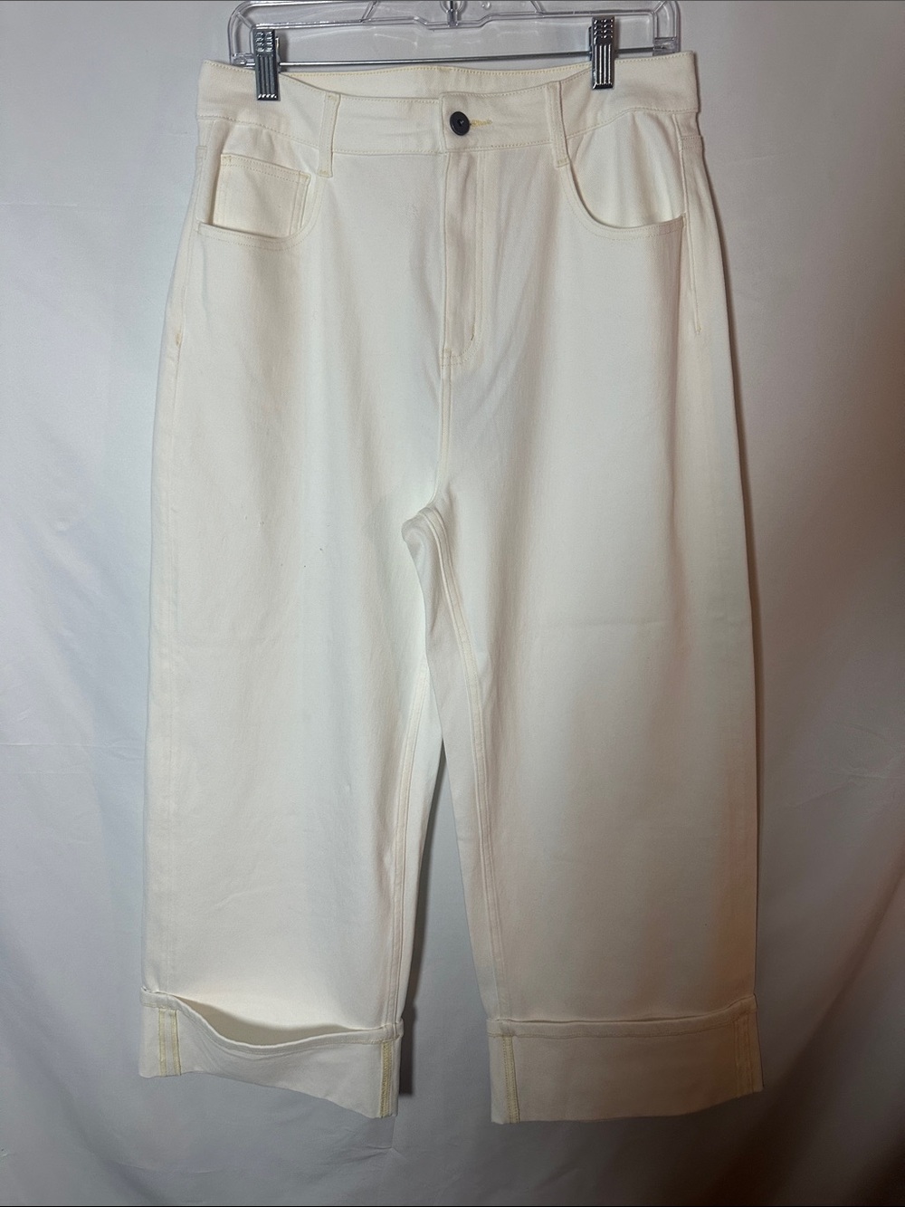 HALARA Cream Cropped Wide-Leg Pants